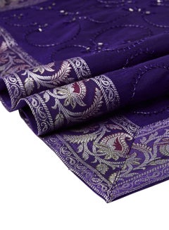 Ikras 5-Piece Embroidered Placemat and Table Runner Set Purple  - Image 3