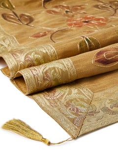 Ikras 4-Piece Embroidered Runner With Placemat And Tissue Box Set Beige 100x50cm  - Image 4
