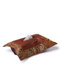 Ikras 4-Piece Embroidered Runner With Placemat And Tissue Box Set Brown 100x50cm  - Image 3