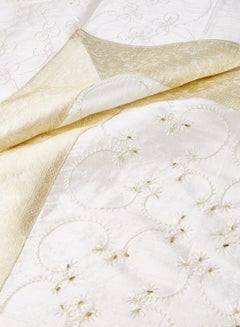 Ikras 4-Piece Embroidered Runner With Placemat And Tissue Box Set White/Beige 50x100cm  - Image 2