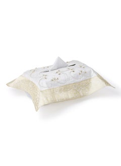 Ikras 4-Piece Embroidered Runner With Placemat And Tissue Box Set White/Beige 50x100cm  - Image 3