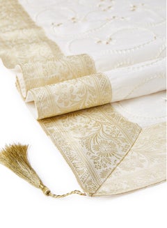 Ikras 4-Piece Embroidered Runner With Placemat And Tissue Box Set White/Beige 50x100cm  - Image 4