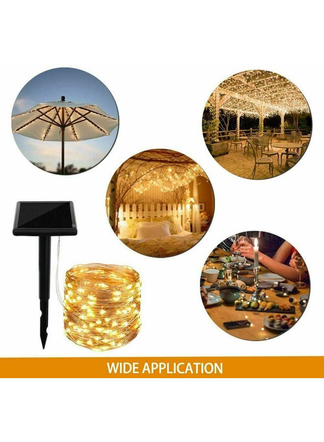 شريط إضاءة مكون من 100 مصباح LED يعمل بالطاقة الشمسية ومزود بعدد 8 وضعيات أبيض دافئ/أسود 13.5 x 3.7 x 12سم - Image 2