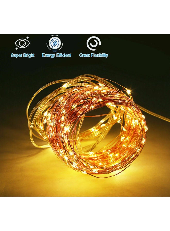 شريط إضاءة مكون من 100 مصباح LED يعمل بالطاقة الشمسية ومزود بعدد 8 وضعيات أبيض دافئ/أسود 13.5 x 3.7 x 12سم - Image 3