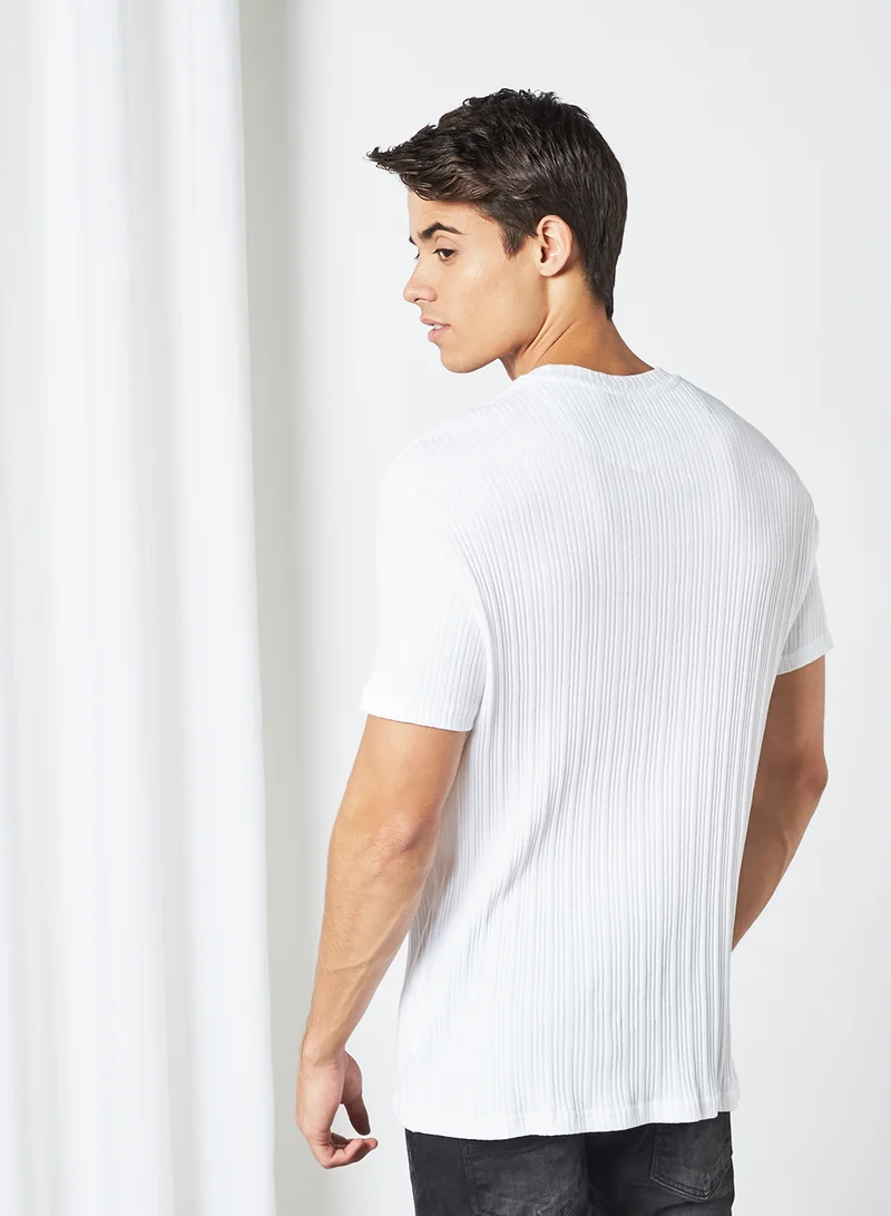 BRAVE SOUL Solid Ribbed T-Shirt