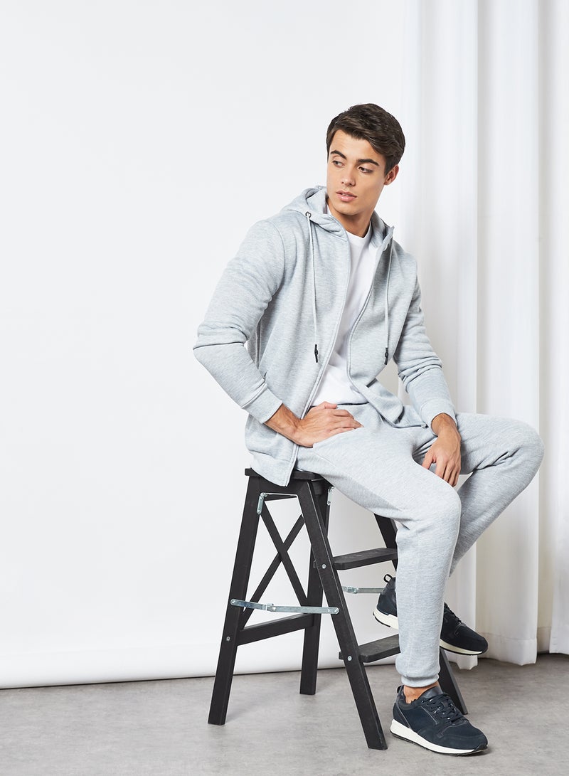 BRAVE SOUL Hooded Zip Through Jacket Light Grey  - Image 3