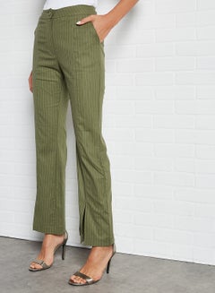 GHOSPELL Striped Flare Pants Green  - Image 1