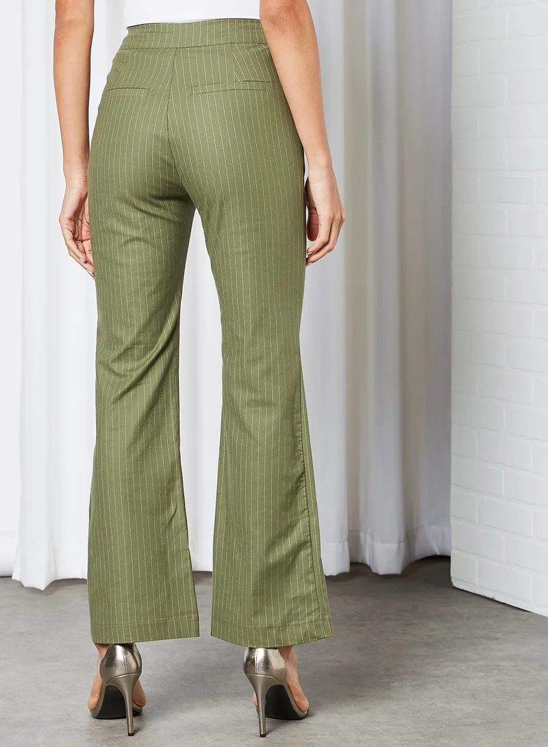 GHOSPELL Striped Flare Pants