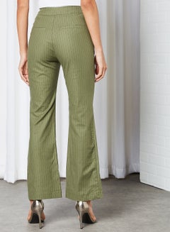 GHOSPELL Striped Flare Pants Green  - Image 2