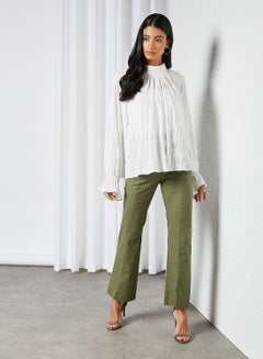GHOSPELL Striped Flare Pants Green  - Image 3