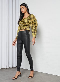 GHOSPELL Smocked Crop Top Yellow  - Image 3