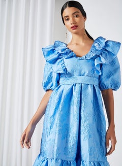 sister jane Cocktail Jacquard Midi Dress Blue  - Image 2