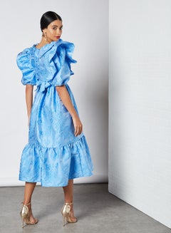 sister jane Cocktail Jacquard Midi Dress Blue  - Image 3