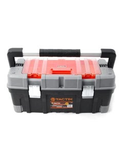 Tactix 22 Inches Tool Box With Removable Top Organizer, Cary Tray, Dual Steel Latches, Full Length Handle, Grey/Black, Dimensions: 56W X 28D X 25H Cm- 320304 Black 56x28x25cm  - Image 3