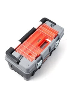 Tactix 22 Inches Tool Box With Removable Top Organizer, Cary Tray, Dual Steel Latches, Full Length Handle, Grey/Black, Dimensions: 56W X 28D X 25H Cm- 320304 Black 56x28x25cm  - Image 4