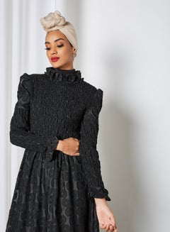 sister jane Entertain Shirring Maxi Dress Black  - Image 4