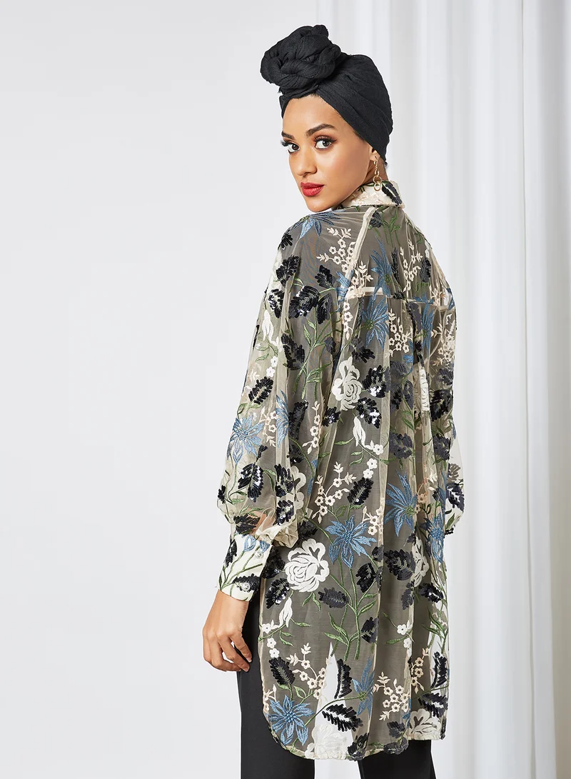 sister jane Soiree Embroidered Oversized Shirt