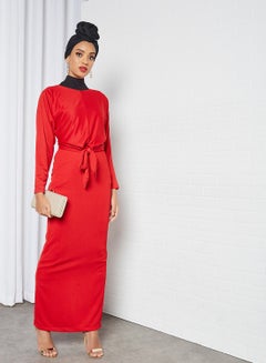 Belted Waist Dress Red - v1607774193/N40670632V_3