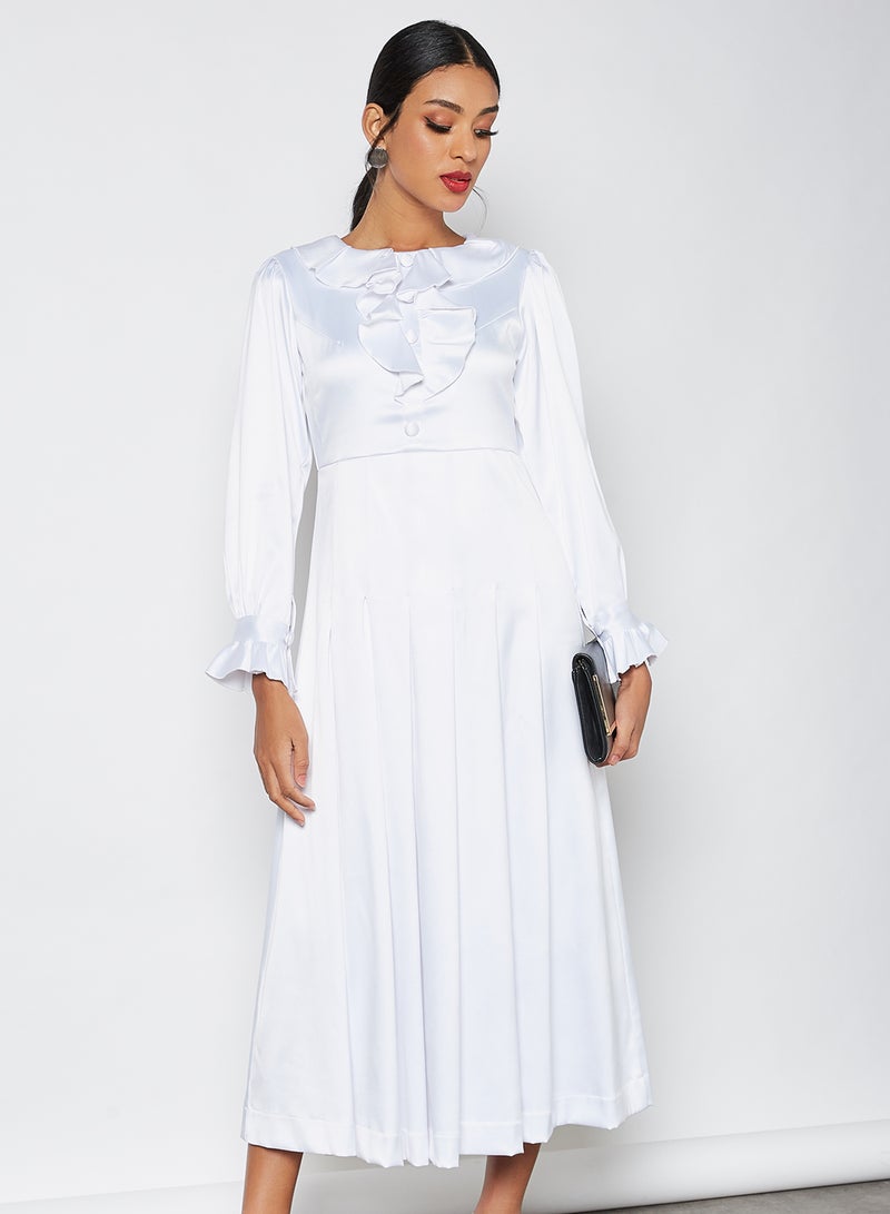 SIVVI for HANIYA Pleat Detailed Dress White  - Image 1