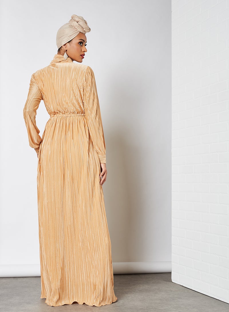 SIVVI for HANIYA Tie-Up Neck Pleated Dress Ecru  - Image 2