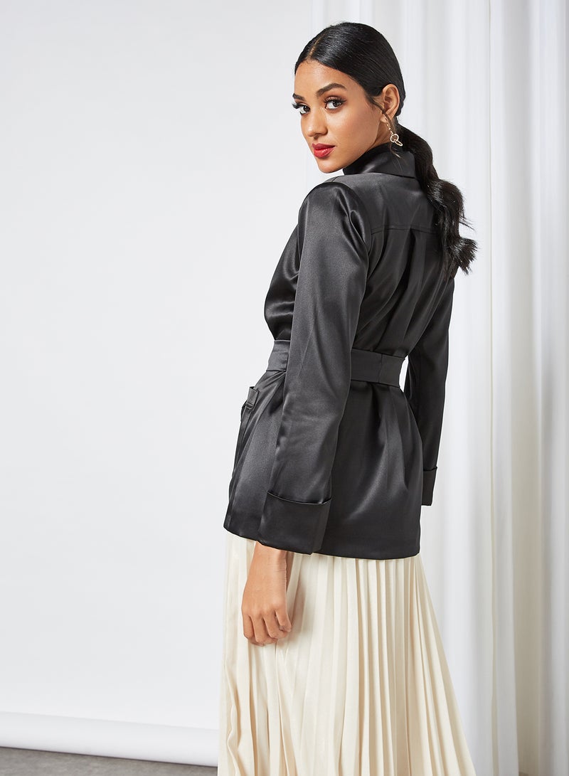 SIVVI for HANIYA - Tie-Up Waist Blazer Black - Image 1