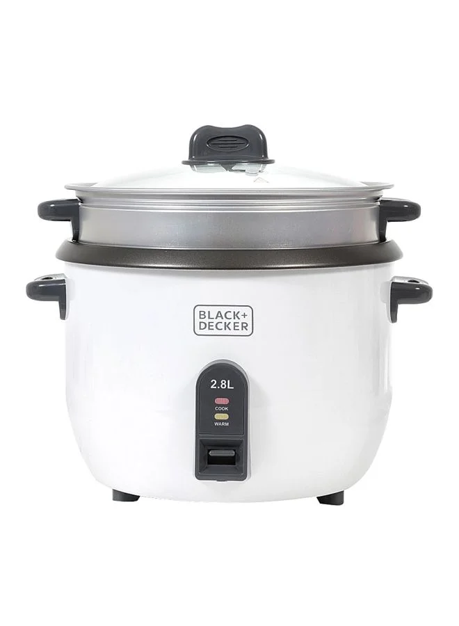بلاك اند ديكر قدر طهي لكأس واحد من الأرز 2.8 L 1100 W RC2850-B5 أبيض / أسود / فضي