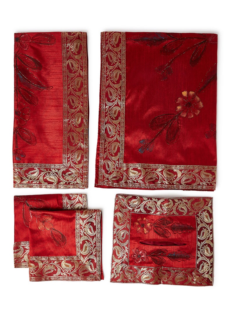 Ikras Table Cloth Set Red - Image 1