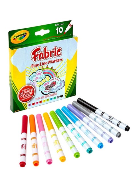 10-Piece Fabric Fine Line Marker Set Multicolour