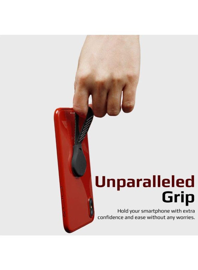 Finger Strap Phone Holder, Multifunction Finger Grip Stand with Reusable Adhesive, Kickstand Function and Quick-Snap Technology for Smartphones and Tablets, KickStrap-1 Black Black