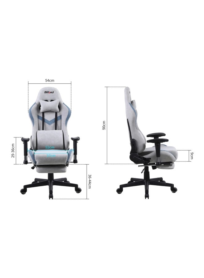 Blitzed Ergonomically Designed Super Comfort Gaming Chair With Headrest Pillow, Lumbar Cushion And Retractable Footrest Grey 52 x 54 x 134cm - Image 4