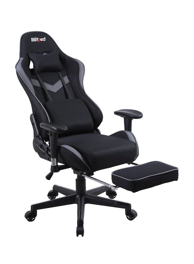 Blitzed Gaming Chair Racing Style With Retractable Footrest Black - Image 3