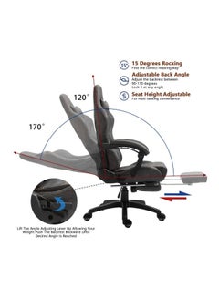 Blitzed Gaming Chair Racing Style With Retractable Footrest Grey  - Image 3