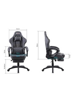 Blitzed Gaming Chair Racing Style With Retractable Footrest Grey  - Image 4