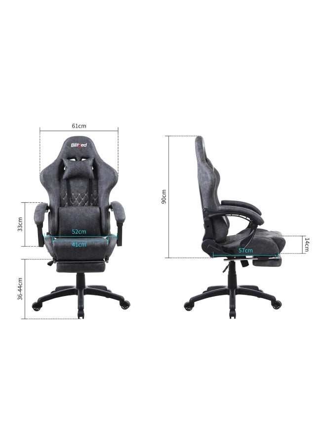 Blitzed Gaming Chair Racing Style With Retractable Footrest Grey - Image 4