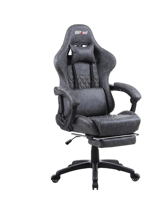 Blitzed Gaming Chair Racing Style With Retractable Footrest Grey - Image 5