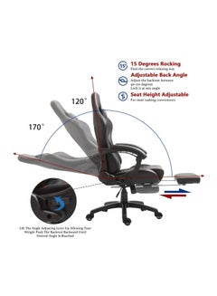 Blitzed Gaming Chair Racing Style With Retractable Footrest Black  - Image 4