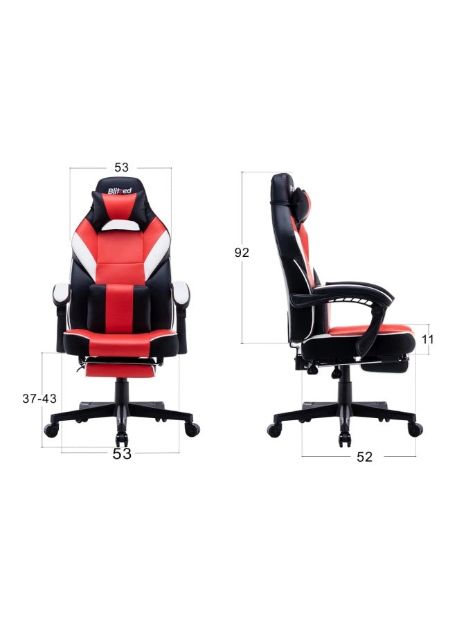 Blitzed - Gaming Chair With Footrest Red/Black/White 135x44x58cm - Image 1