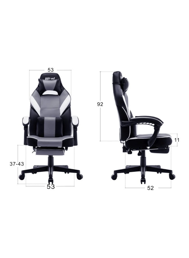 Blitzed Gaming Chair With Retractable Footrest Porto Grey/Black 84x34x65cm - Image 2