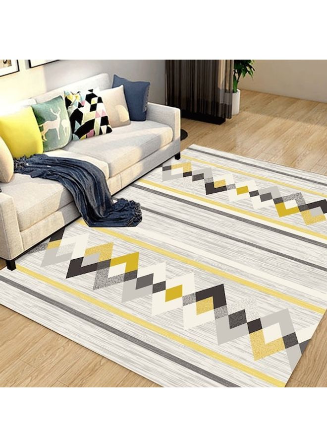 سجادة منزلية بنقشة أشكال هندسية بتصميم كلاسيكي بسيط أصفر 60x90(WxL)سم - Image 2