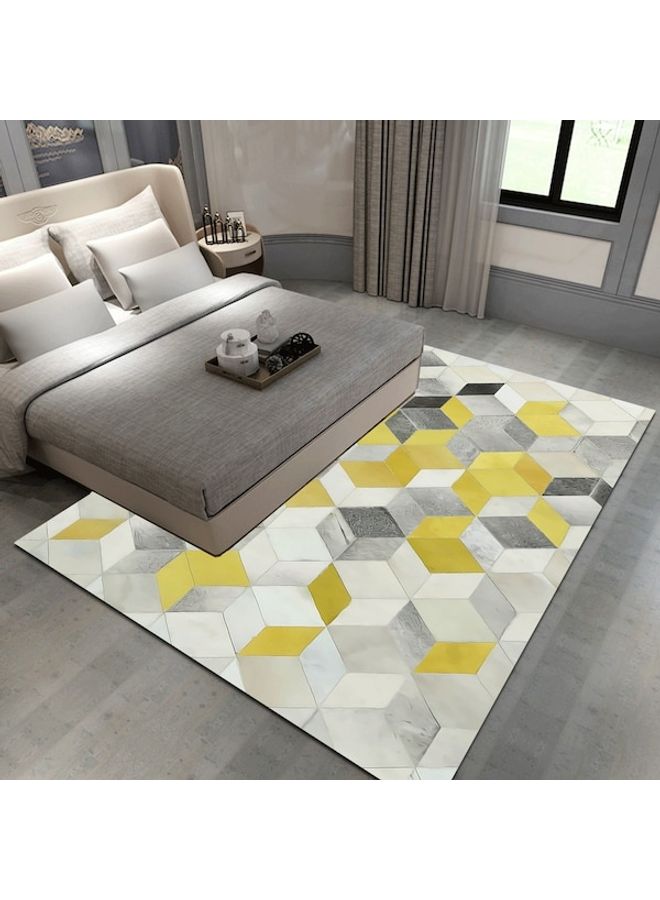 Bedroom Floor Nordic Style Creative Geometric Anti-Slip Bedside Rug, Synthetic Fibre, Rectangle Yellow 60*90(W*L)cm  - Image 3