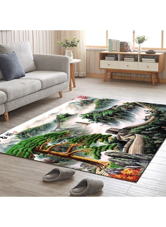 سجادة أرضية كلاسيكية بتصميم منظر طبيعي عصري أخضر 60*90(W*L)cmسم - Image 2