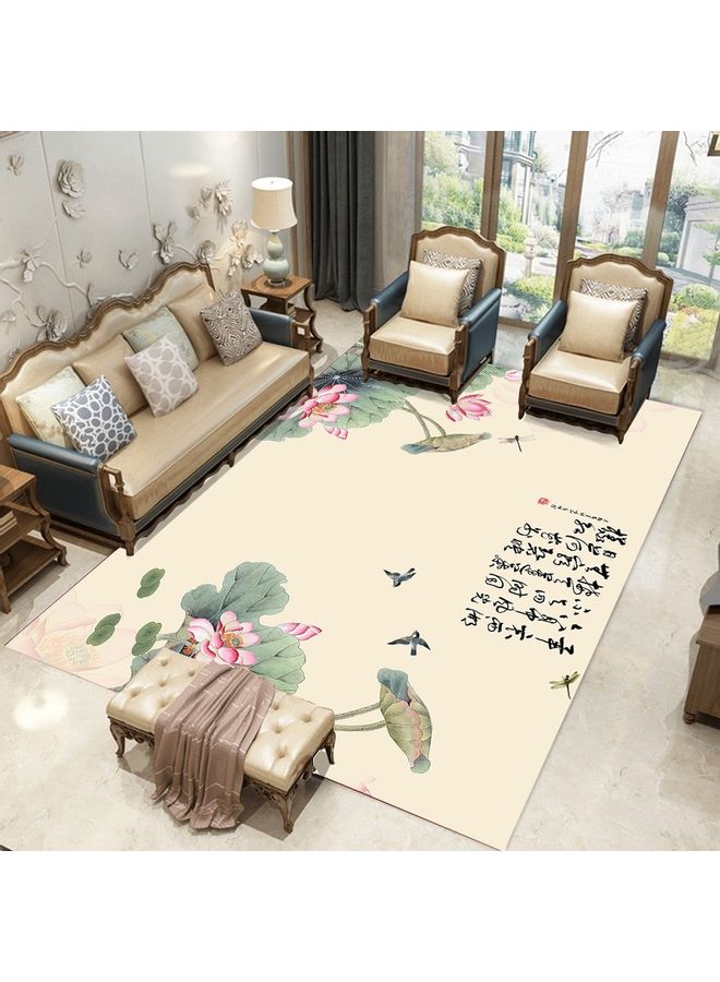 Home Rug Chinese Style Lotus Pond Print Non-Slip Living Room Bedroom Floor Mat multicolour 60*90(W*L)cmcm  - Image 1