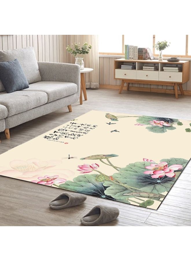 Home Rug Chinese Style Lotus Pond Print Non-Slip Living Room Bedroom Floor Mat multicolour 60*90(W*L)cmcm  - Image 3