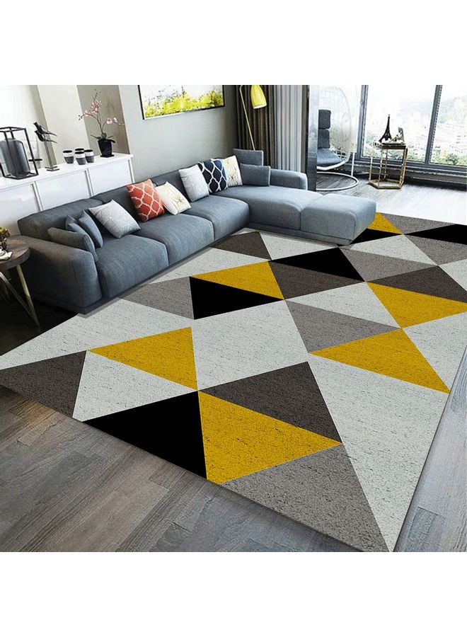 Living Room Floor Simple Triangles Print Anti-Slip Cozy Rug, Synthetic Fibre, Rectangle Yellow 60*90(W*L)cm  - Image 1