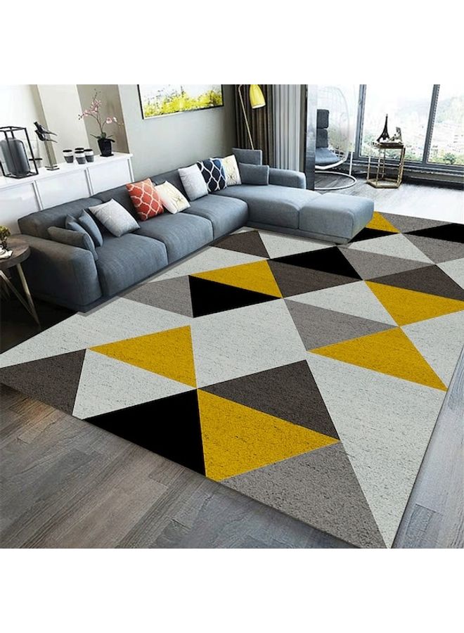 Living Room Floor Simple Triangles Print Anti-Slip Cozy Rug, Synthetic Fibre, Rectangle Yellow 60*90(W*L)cm  - Image 2