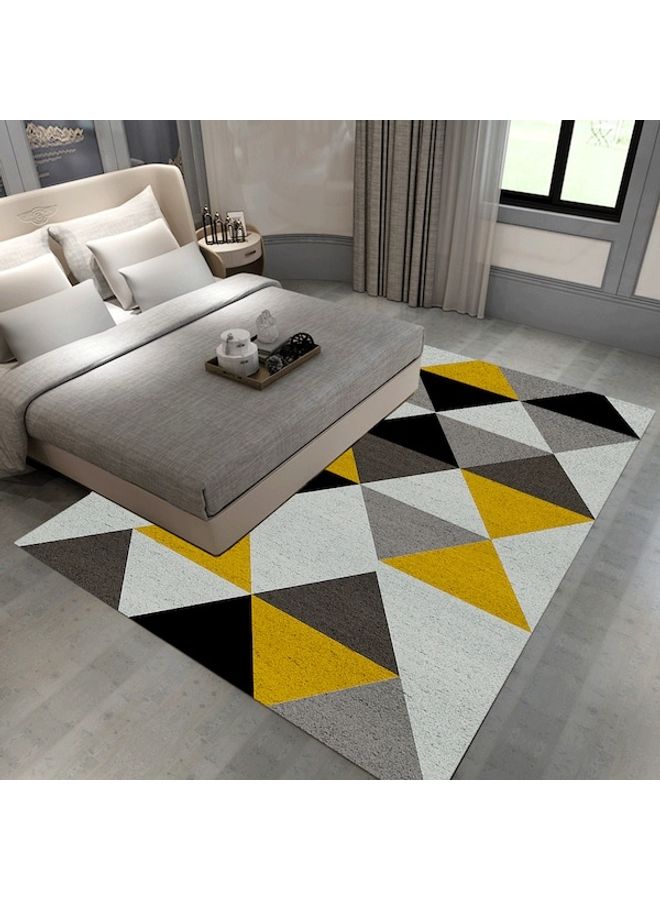 Living Room Floor Simple Triangles Print Anti-Slip Cozy Rug, Synthetic Fibre, Rectangle Yellow 60*90(W*L)cm  - Image 3