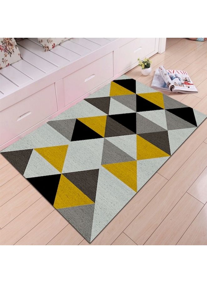 Living Room Floor Simple Triangles Print Anti-Slip Cozy Rug, Synthetic Fibre, Rectangle Yellow 60*90(W*L)cm  - Image 4