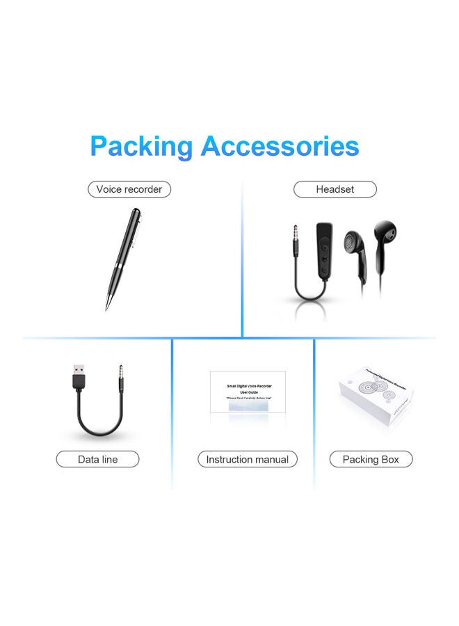 مسجل صوت رقمي صغير بسعة 8 جيجابايت مع شاحن USB - Image 3