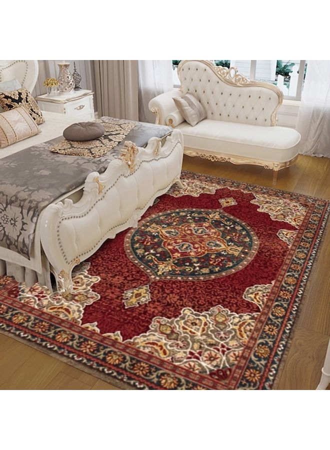 Retro Style Rectangle Shaped Washable Soft Bedroom Floor Rug, Synthetic Fibre Multicolour 60x90cm - Image 2