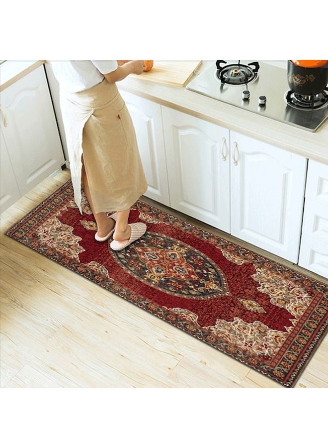 Retro Style Rectangle Shaped Washable Soft Bedroom Floor Rug, Synthetic Fibre Multicolour 60x90cm - Image 4